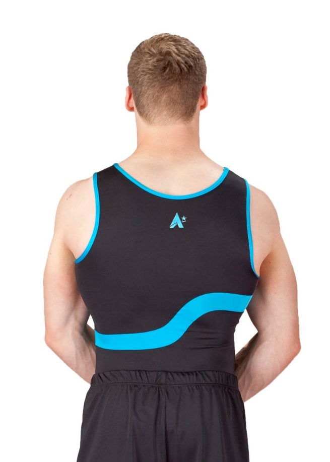 BILLY BVA28 Black and turquoise simple boys unitard back