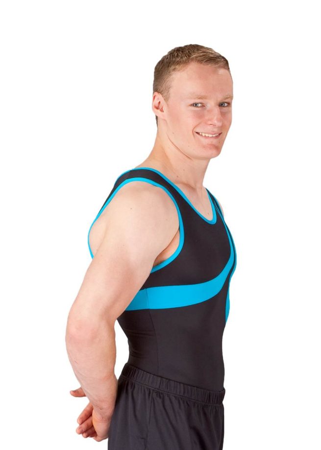BILLY BVA28 Black and turquoise simple boys unitard side