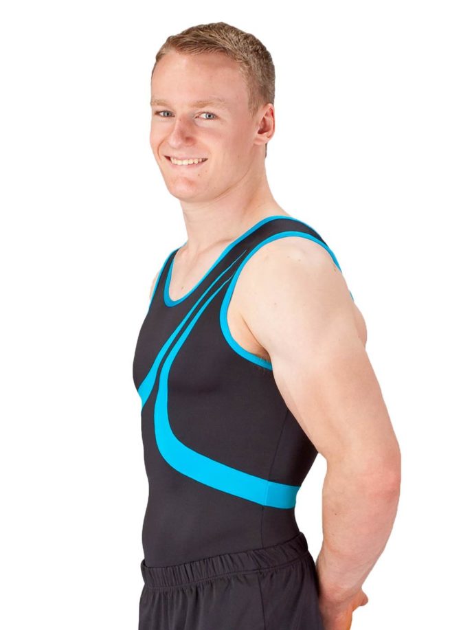 BILLY BVA28 Black and turquoise simple boys unitard side1