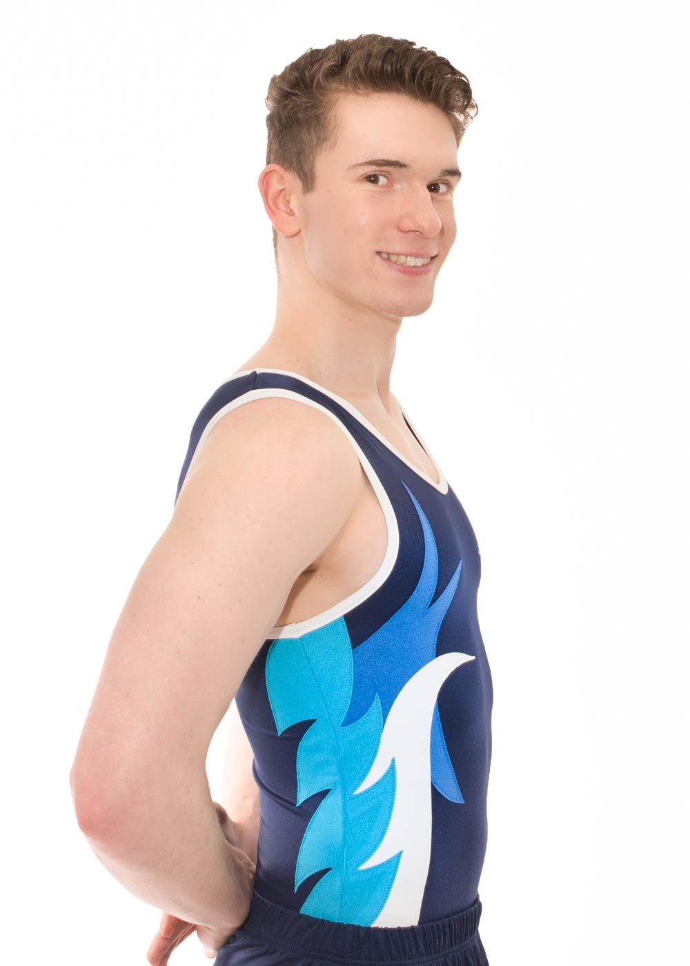 WREN -BV478:- Mens Sleeveless Leotard with Blue and White side details ...
