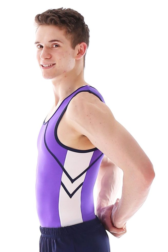 BVZ26 Noah purple white and Navy leotard with contrast side2