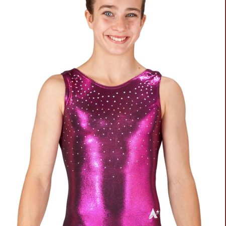 CLAIRE SPS35 D20AB Blackberry shimmer gym leotard with diamante front