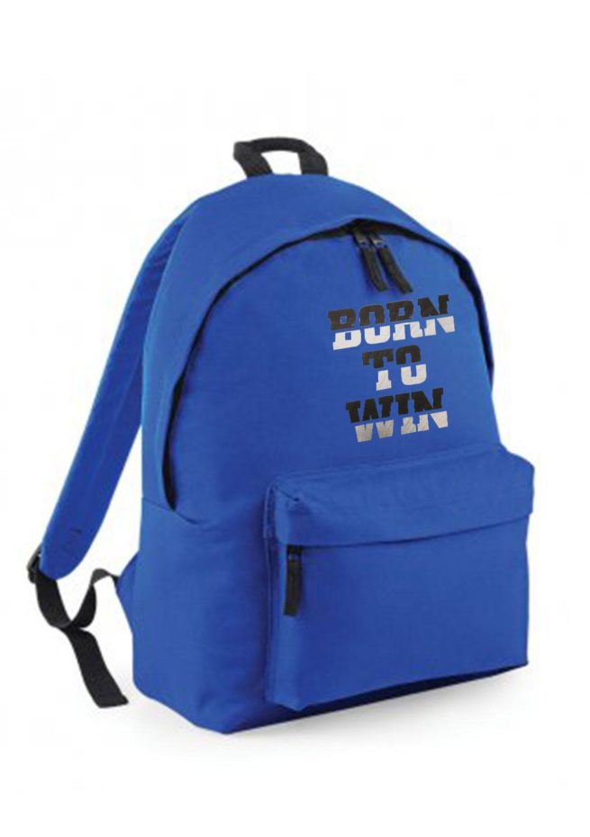 Royal Blue backpack with motivational print