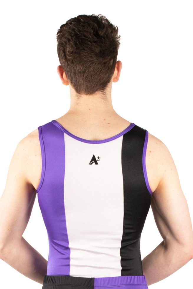 SCOTT BV487 Bright boys gym leotard black white purple back