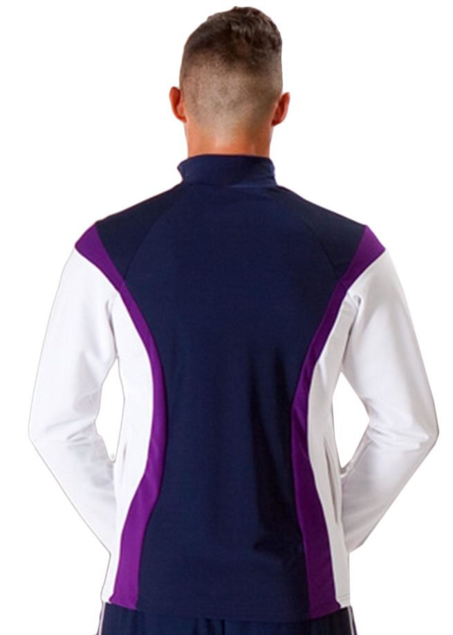 TS17B Navy purple and White mens tracksuit jacket back