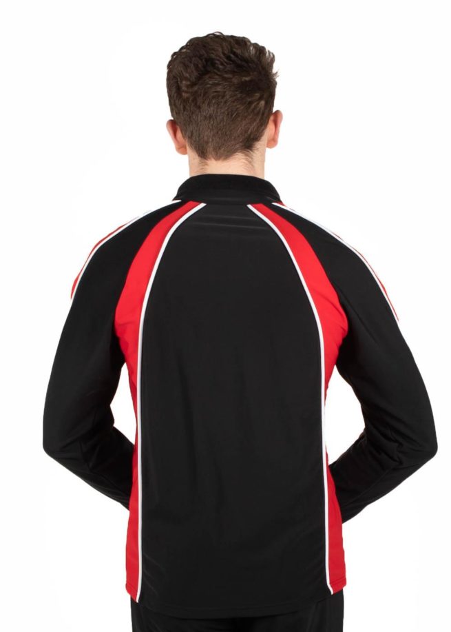 TS19B Mens Black and Red sports tracksuit jacket back