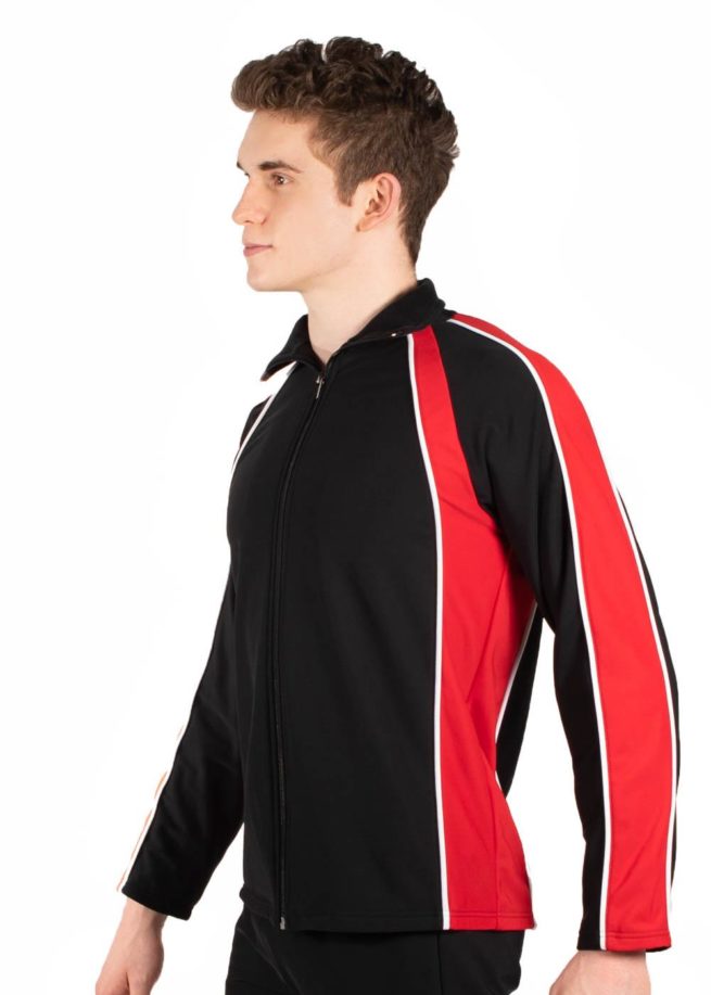 TS19B Mens Black and Red sports tracksuit jacket side