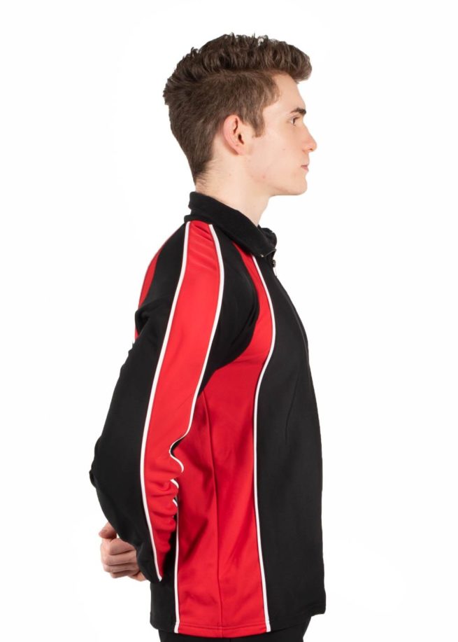 TS19B Mens Black and Red sports tracksuit jacket side1
