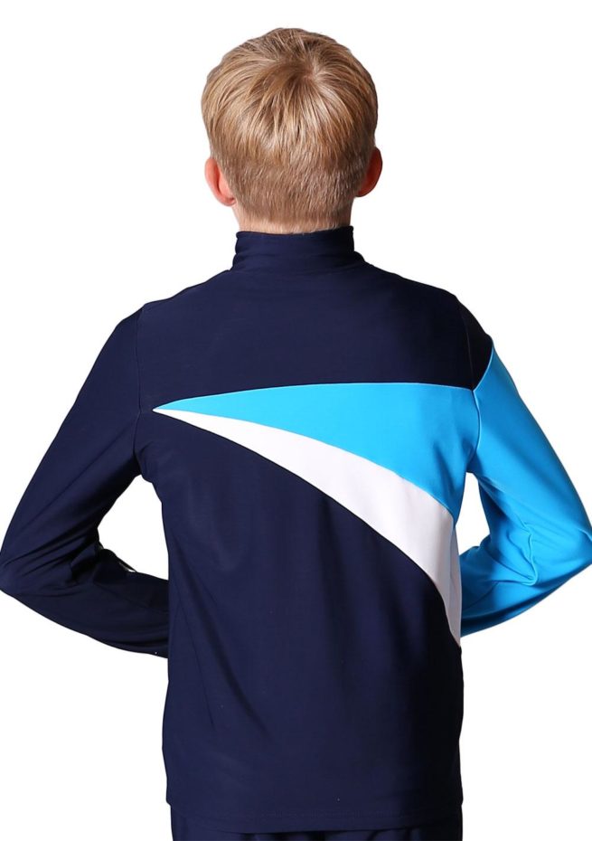 TS20B Navy White and Blue tracksuit jacket for gymnastics back