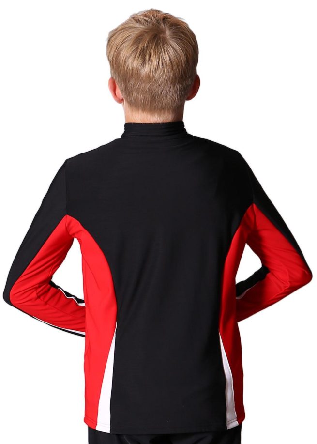 TS57B Black red and white boys tracksuit jacket back