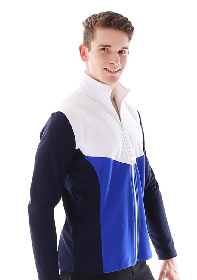 TS66B Navy royal and White Tracksuit jacket with bold V design side