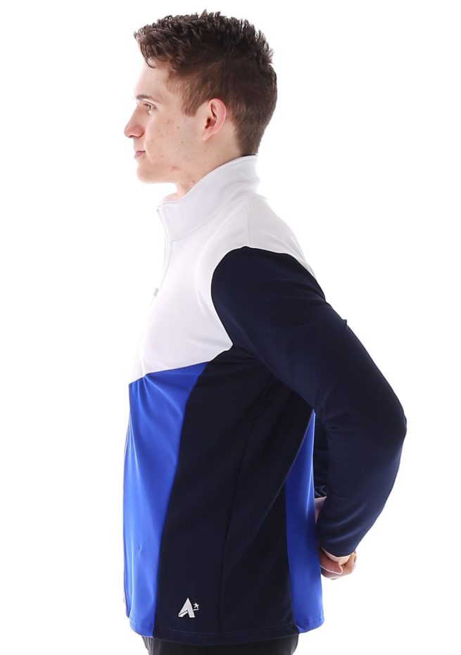 TS66B Navy royal and White Tracksuit jacket with bold V design side1