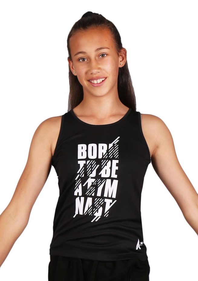 ptv 01 born black girls vest with gymnastics print