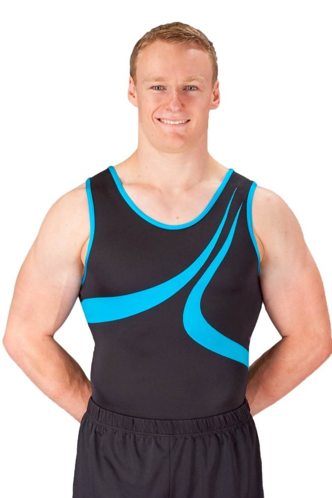 BILLY BVA28 Black and turquoise simple boys unitard front