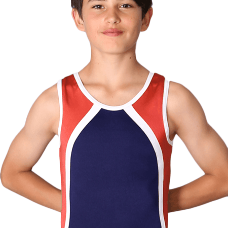 BV154 Harry Red white and Blue boys leotard front