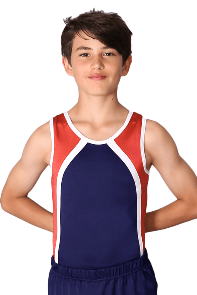 BV154 Harry Red white and Blue boys leotard front