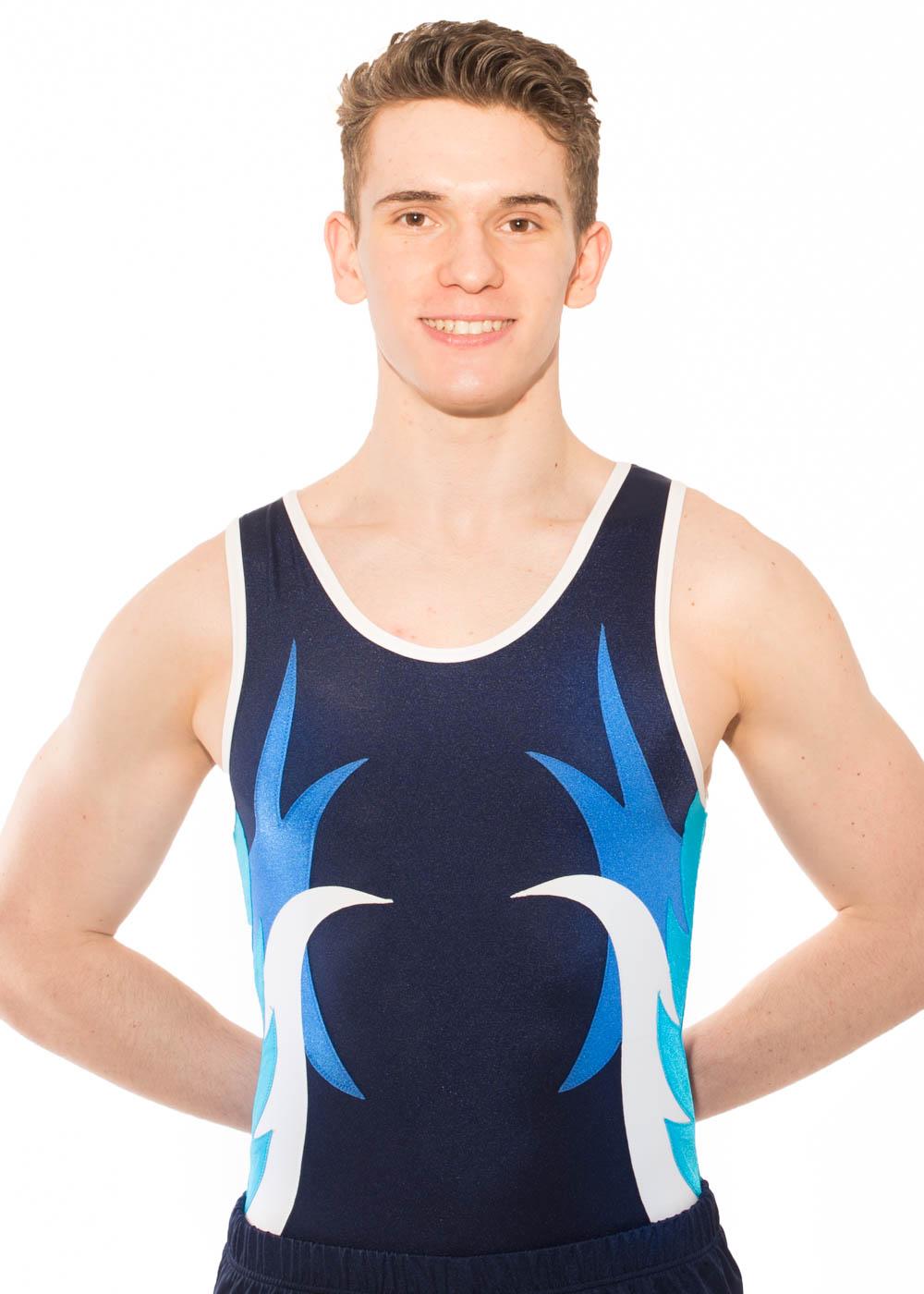 WREN -BV478:- Mens Sleeveless Leotard with Blue and White side details ...