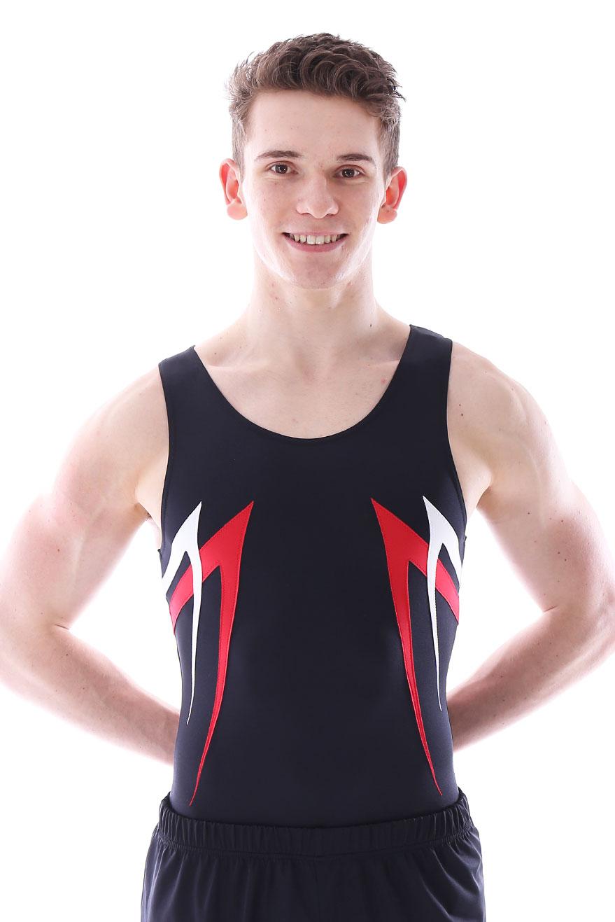 JAMES - BVA6:- Mens sleeveless leotard in Black, Red and White - A Star ...