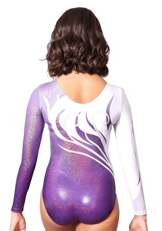 M57O07 J11 long sleeved competition leotard purple ombre