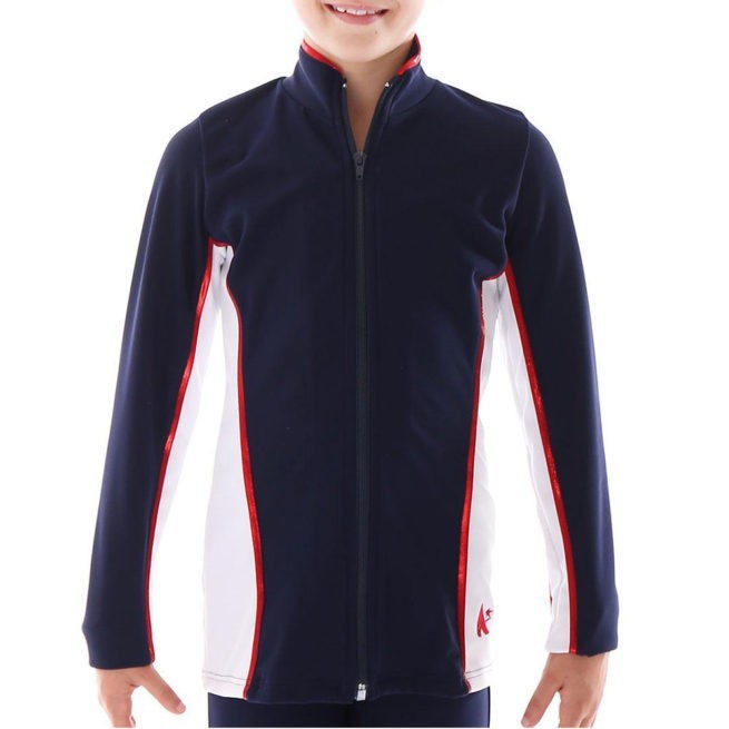 TS12 Navy and white with Red foil detail tracksuit jacket ladies sports jacket