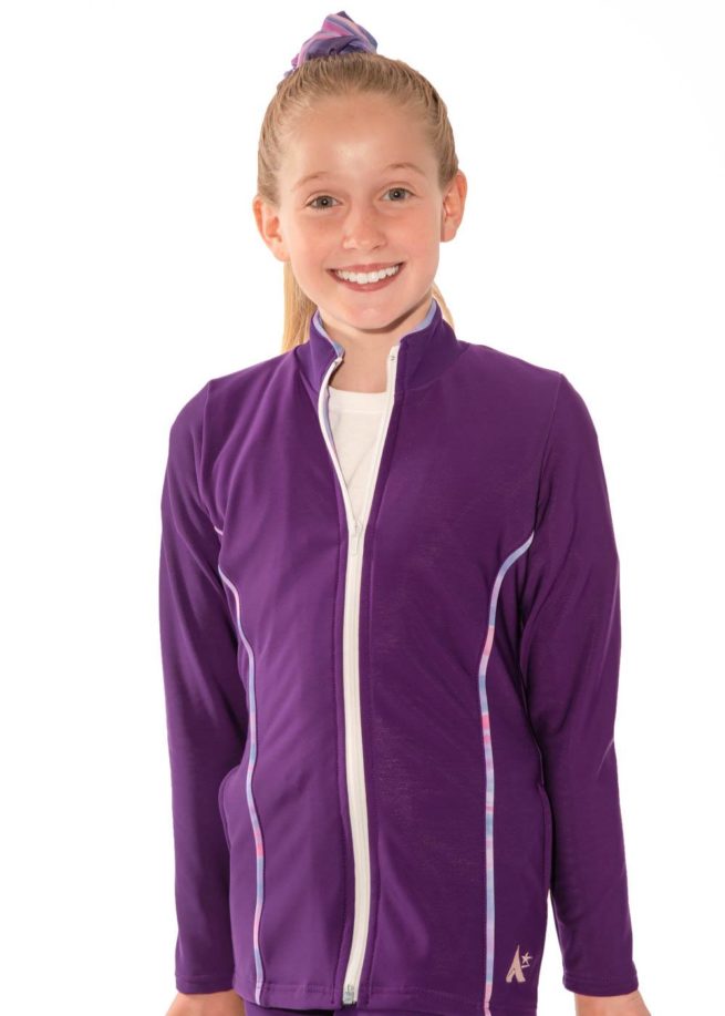 TS12 purple tracksuit jacket with piping detail Front