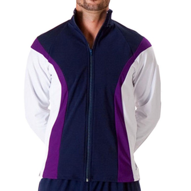 TS17B Navy purple and White mens tracksuit jacket for gymnastics