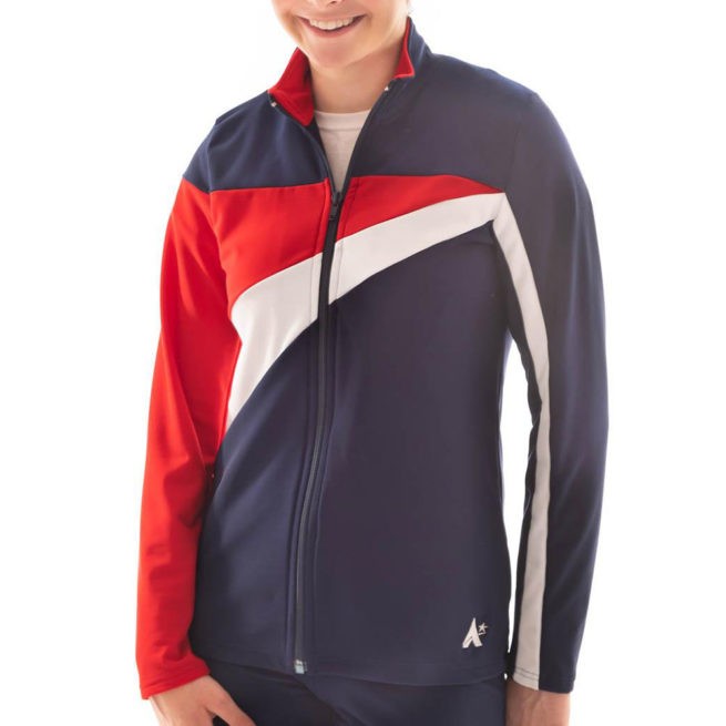 TS20 Ladies Girls Red White and Navy tracksuit jacket