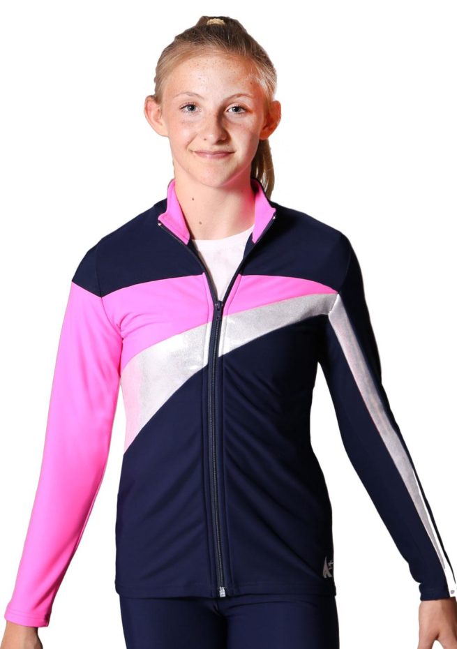 TS20 Navy Silver and Pink ladies tracksuit jacket