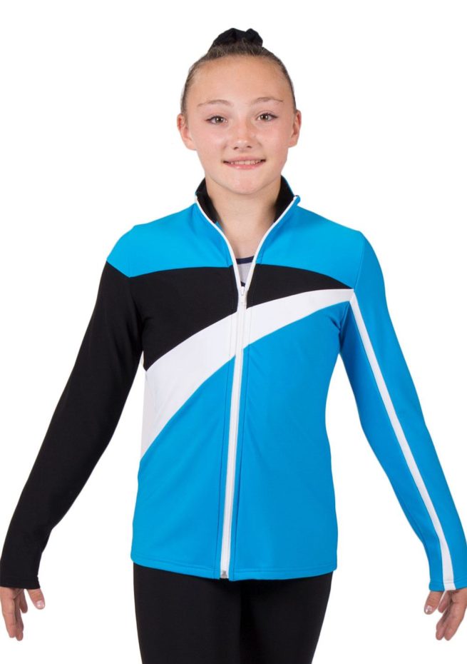 TS20 Turquoise Blue tracksuit jacket with White and Black Detail front 1