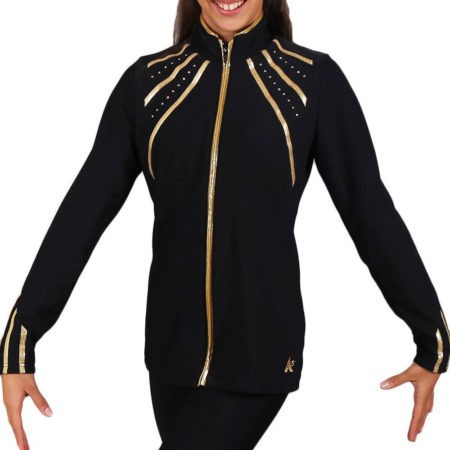 TS40 Black and Gold tracksuit jacket front gymnastics