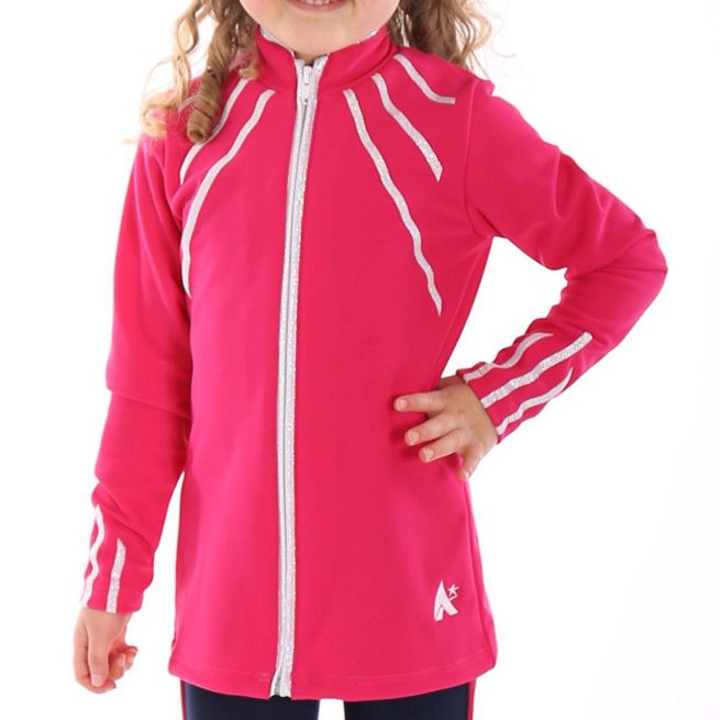 TS40 Pink tracksuit jacket with silver lines gymnastics