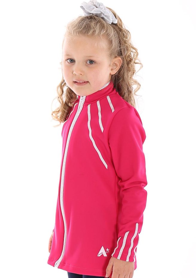 TS40 Pink tracksuit jacket with silver lines side