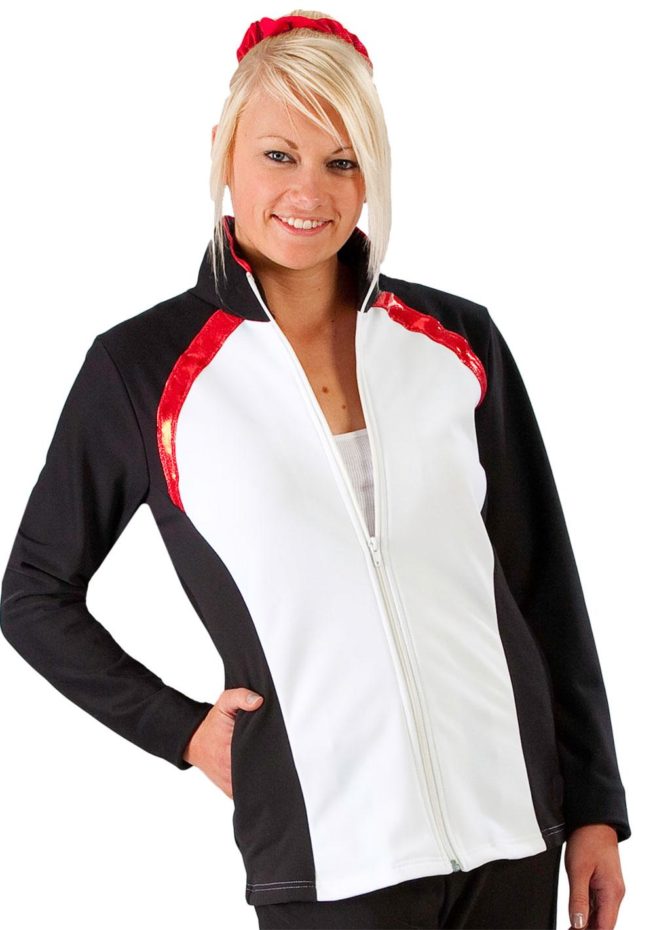 TS44 White tracksuit with Black side panels and Red detail main 1