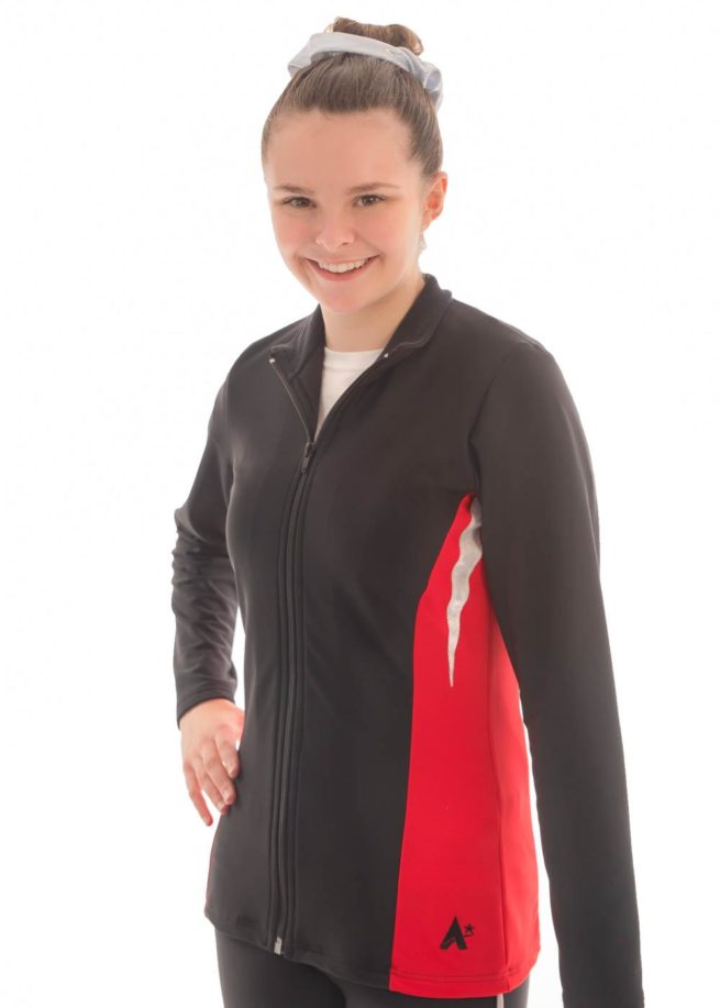 TS45 Black and Red tracksuit jacket with silver detail front