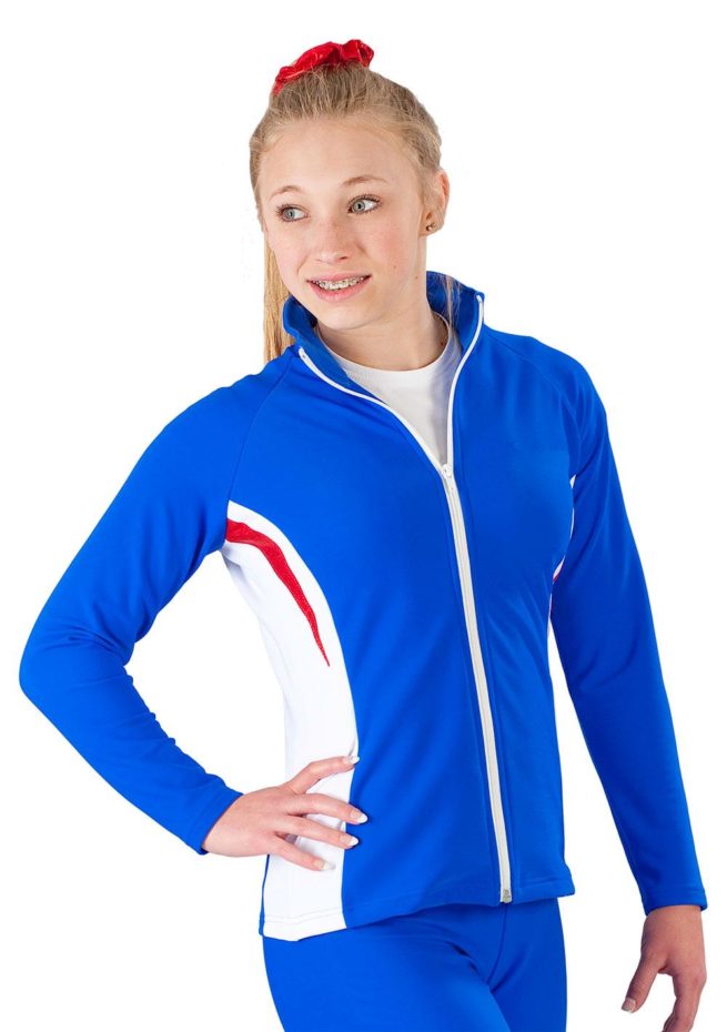 TS45 Royal Blue female tracksuit with Red details Front 1
