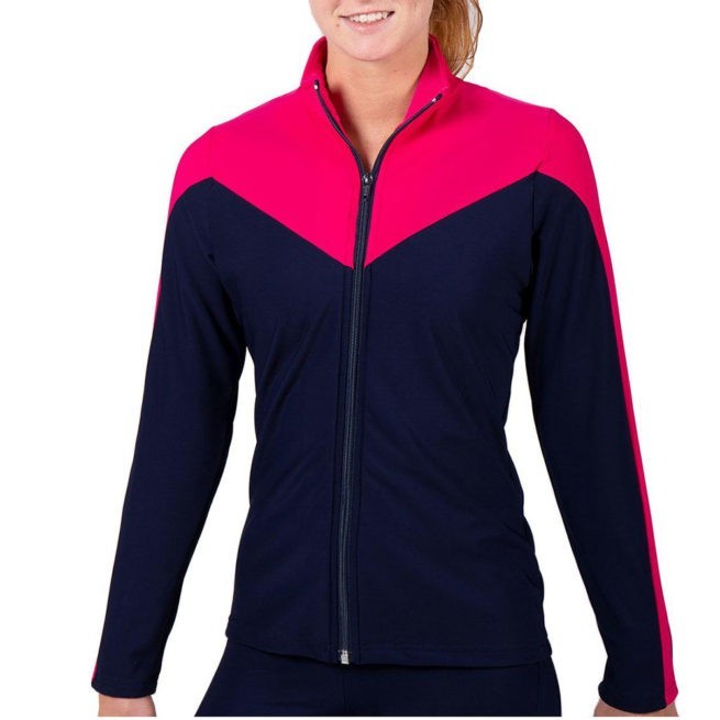 TS55 Navy and Pink female tracksuit jacket sports top