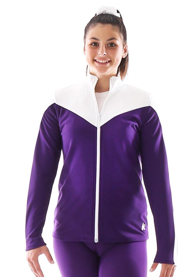 TS55 Purple and white tracksuit jacket front