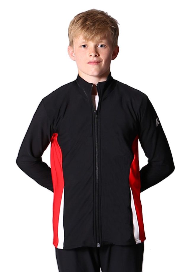 TS57B Black red and white boys tracksuit jacket