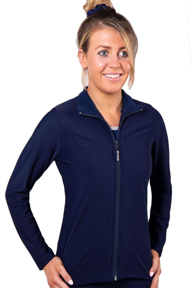 TS6 Navy fitted ladies tracksuit jacket front 1