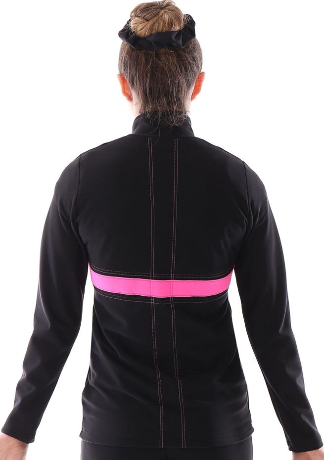 TS60 black and pink ladies tracksuit jacket for gymnastics back