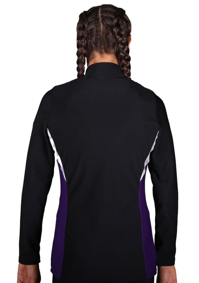 TS64 Black Purple and silver girls tracksuit jacket back