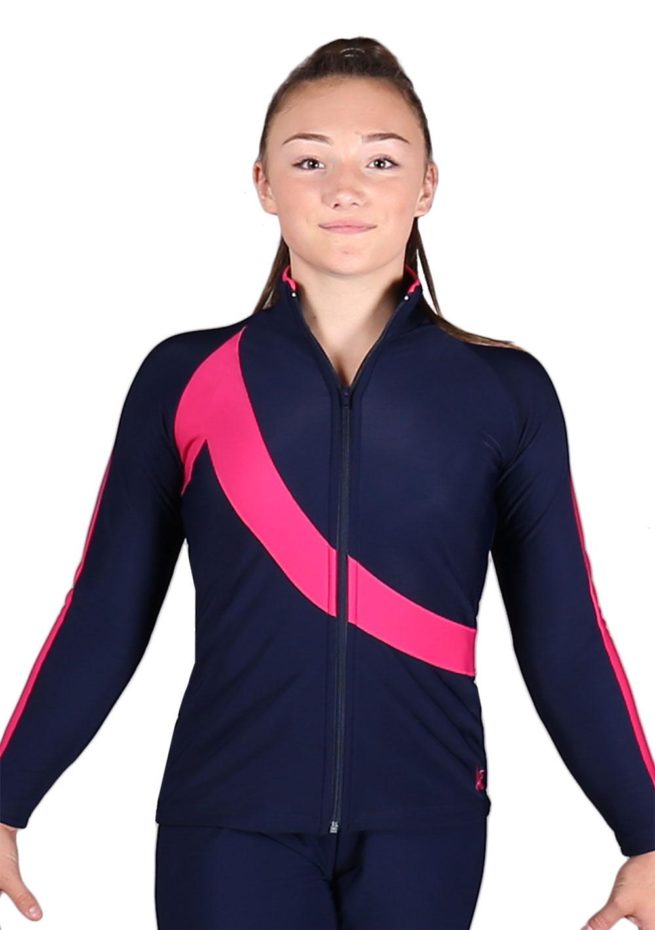 TS65 Navy and pink gymnastics tracksuit front 1