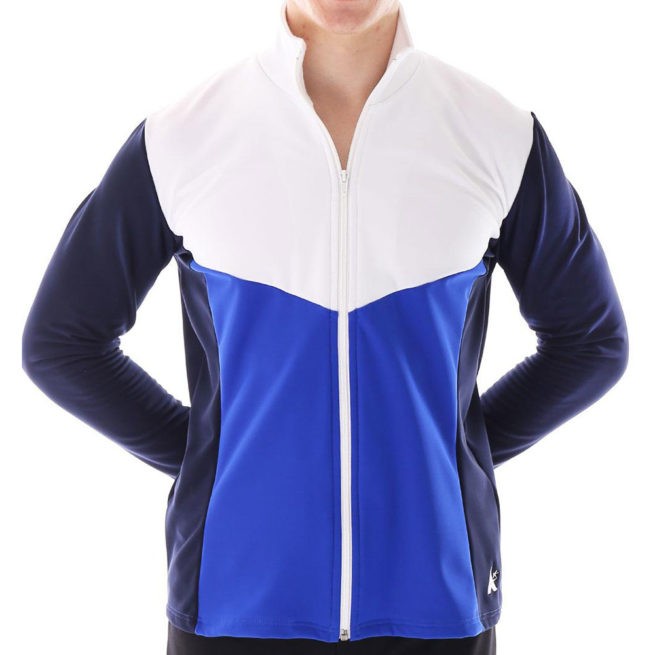 TS66B Navy royal and White Tracksuit jacket with bold V design for sport