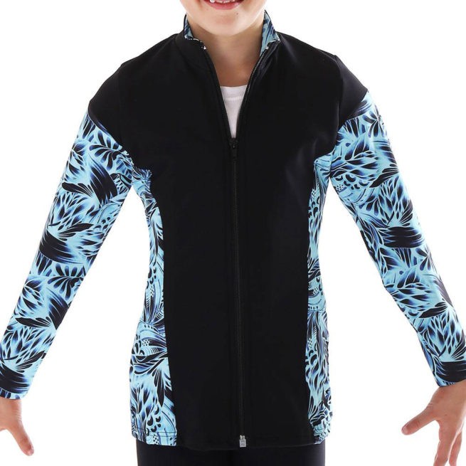 TS69 black and blue patterned tracksuit jacket for gymnastics