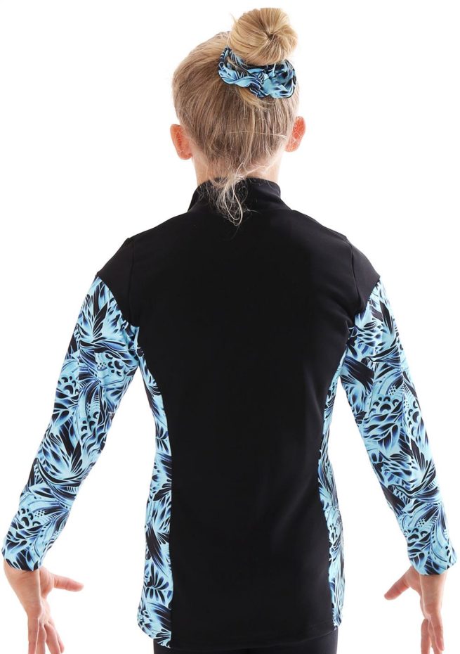 TS69 black and blue patterned tracksuit jacket for gymnastics back