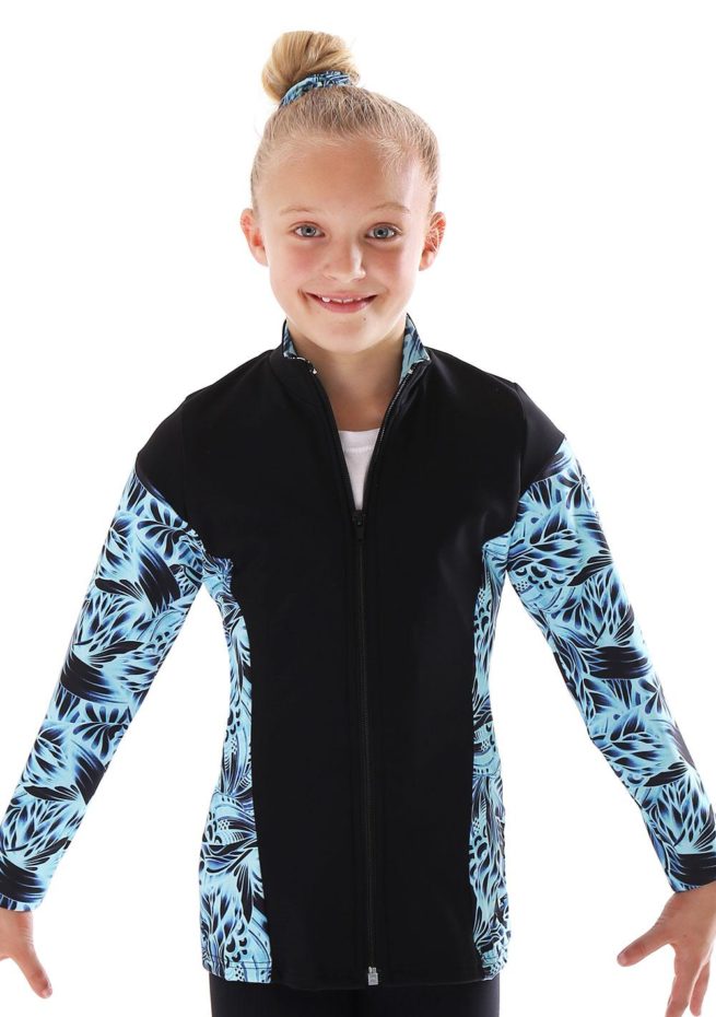 TS69 black and blue patterned tracksuit jacket for gymnastics main 1