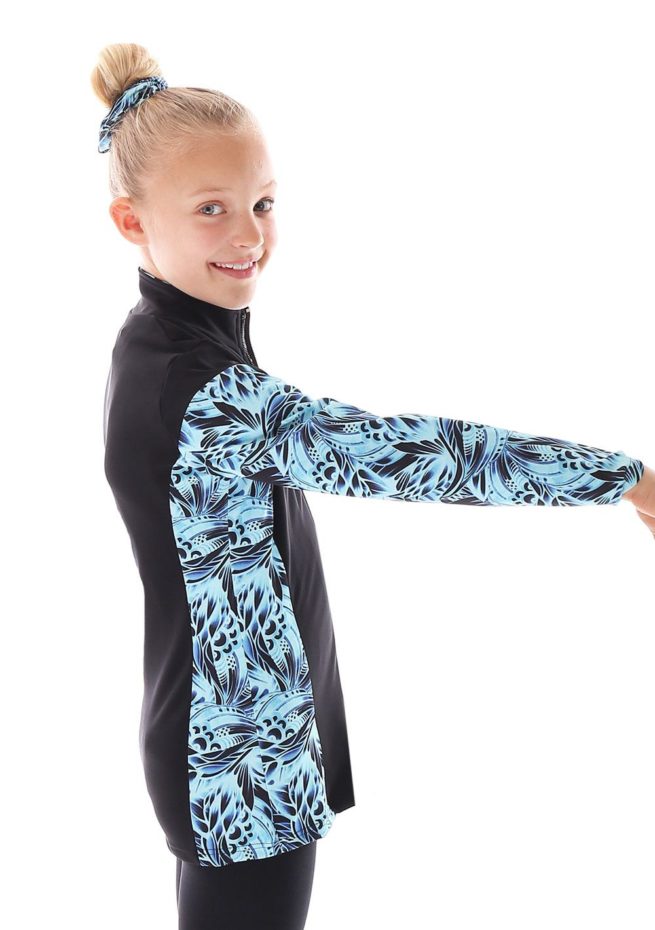 TS69 black and blue patterned tracksuit jacket for gymnastics side