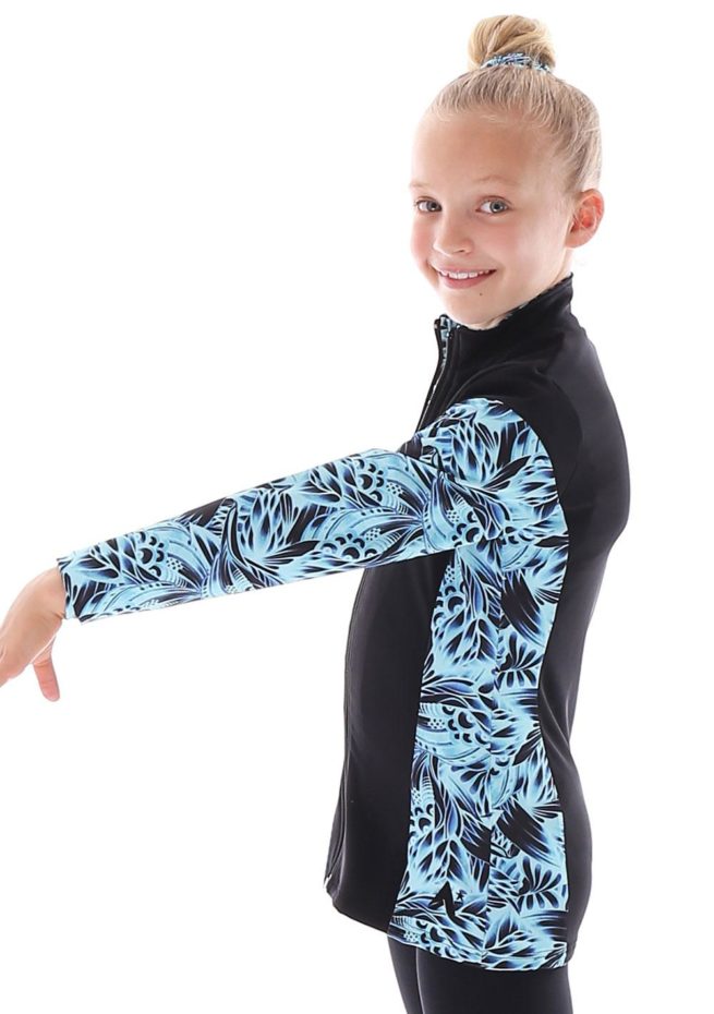 TS69 black and blue patterned tracksuit jacket for gymnastics side1