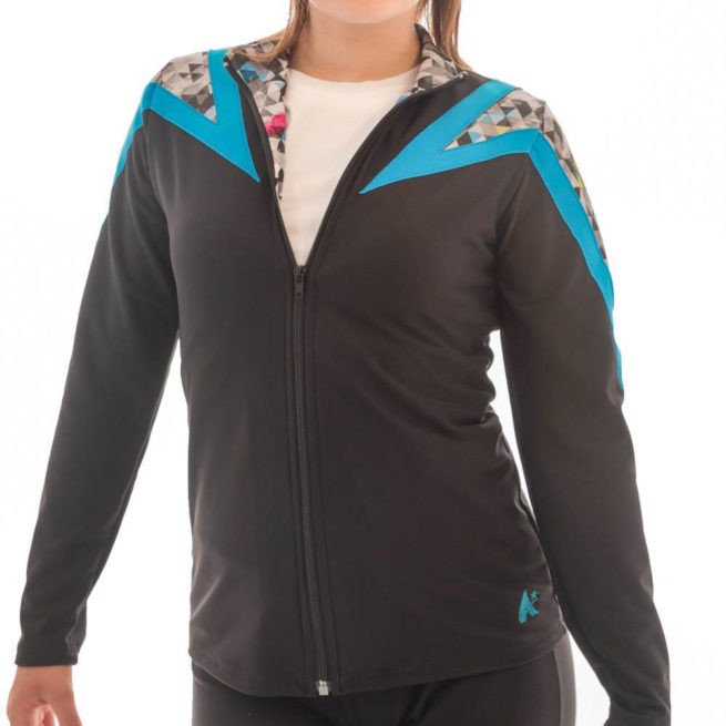 TS71 Black tracksuit jacket with Patterned details sports jacket