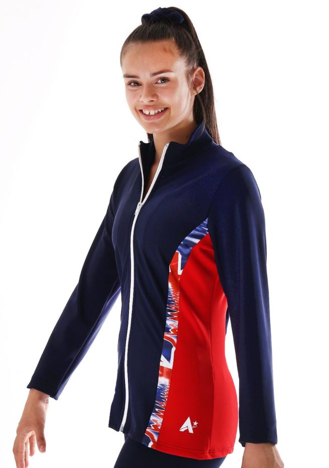 TS72 Red and navy tracksuit jacket with union jack print side